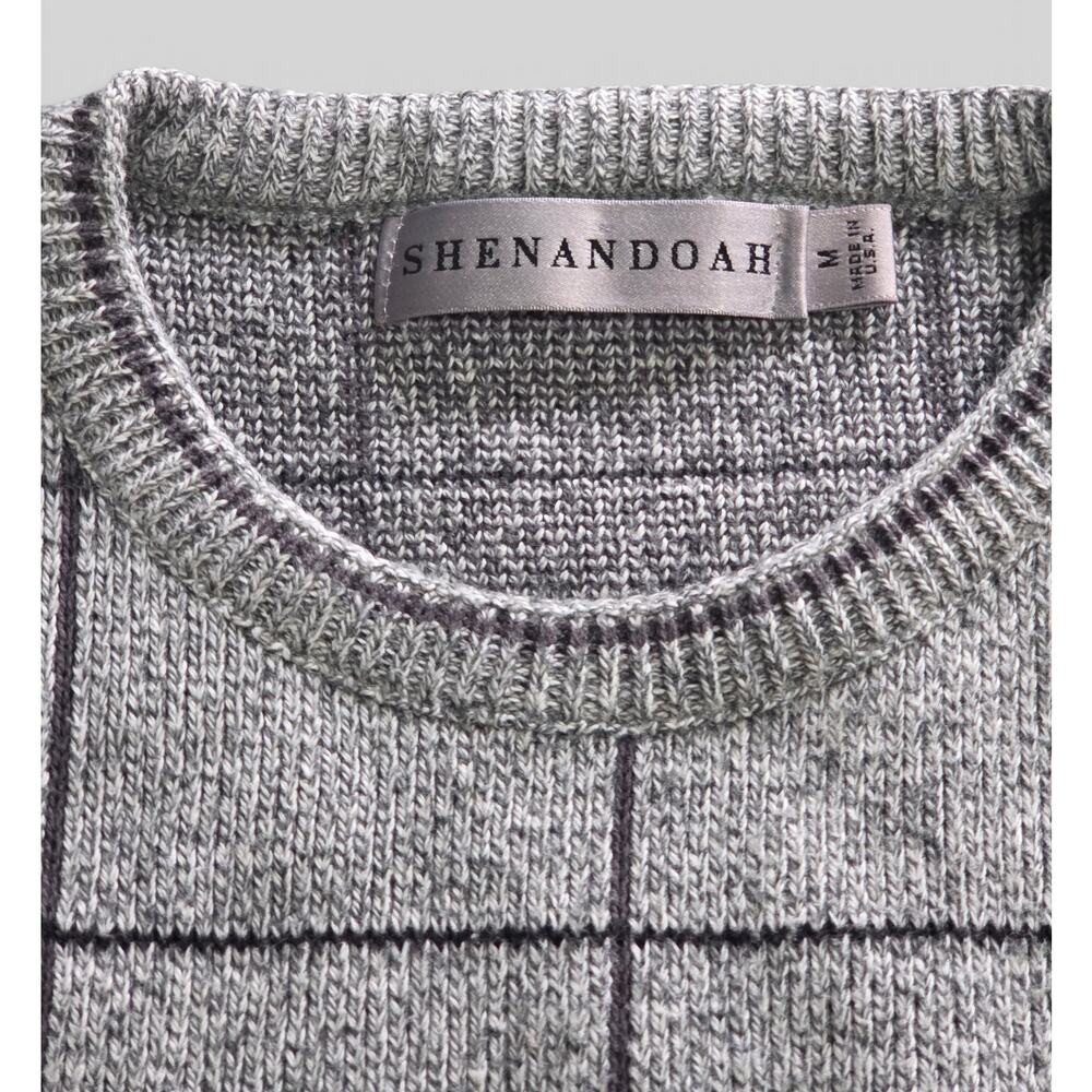 Vtg 90s Men Shenandoah Golf Sweater Gray Checked Grandpacore Preppy Sz M - Picture 4 of 7